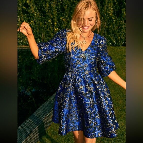 Lilly Pulitzer Calyssa Brocade 3/4 Bloom Sleeve Dress NWT Size 00 - Picture 3 of 8